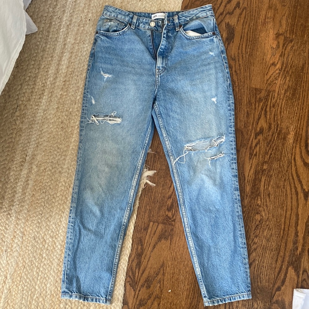 zara high rise mom jeans